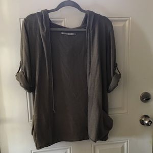 Soft, gray hooded sweater. By Rubbish, size M